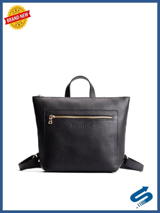 Full-Grain Leather Small Tote Backpack with Zipper Closure and Exterior Pocket main image 6